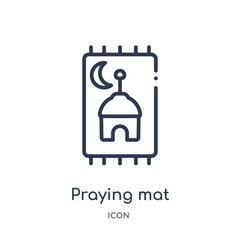 praying mat icon from religion outline collection. Thin line praying mat icon isolated on white background.