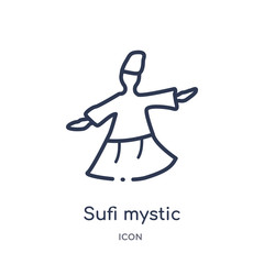 Obraz premium sufi mystic icon from religion outline collection. Thin line sufi mystic icon isolated on white background.