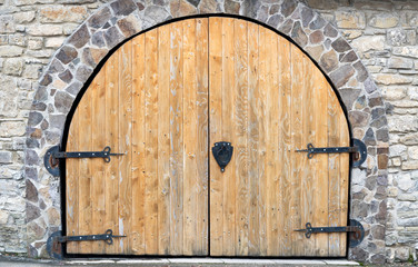 Large wooden door in an old country house