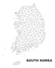 Abstract South Korea map isolated on a white background. Triangular mesh model in black color of South Korea map. Polygonal geographic scheme designed for political illustrations.