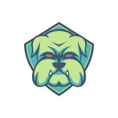 bulldog green shield esport mascot amazing design for your company or brand