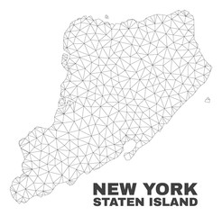 Abstract Staten Island map isolated on a white background. Triangular mesh model in black color of Staten Island map. Polygonal geographic scheme designed for political illustrations.