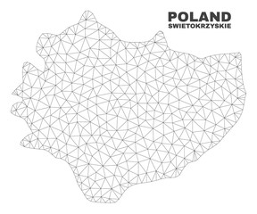 Abstract Swietokrzyskie Voivodeship map isolated on a white background. Triangular mesh model in black color of Swietokrzyskie Voivodeship map.