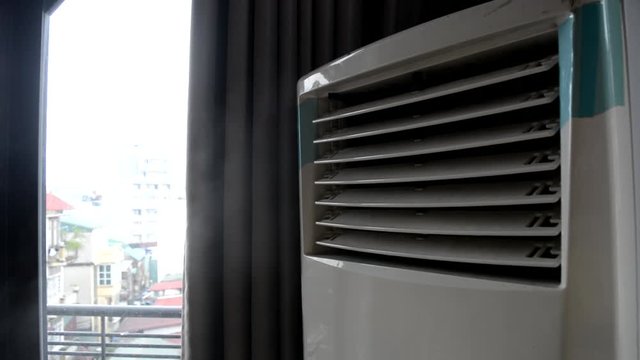 Working Air Cooler inside a flat (Wide shot)