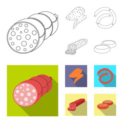 Vector illustration of meat and ham symbol. Set of meat and cooking vector icon for stock.