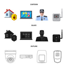 Vector illustration of office and house icon. Set of office and system stock symbol for web.