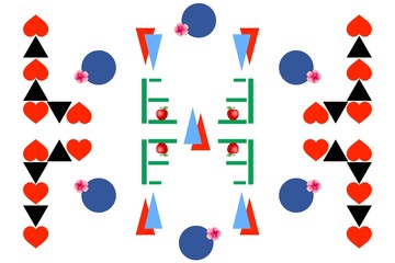 abstract background with hearts and shapes