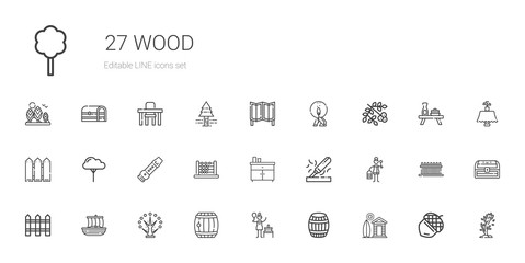 wood icons set