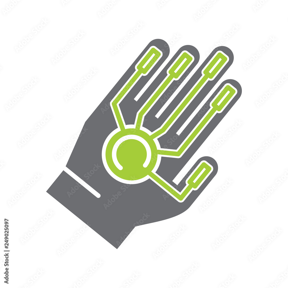 Poster virtual reality glove icon on white background for graphic and web design, modern simple vector sign