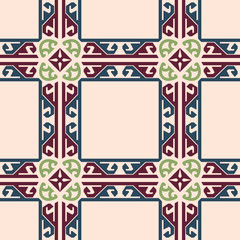 The geometric pattern of the carpet, tiles, curtains and interior. Saved in swatches.