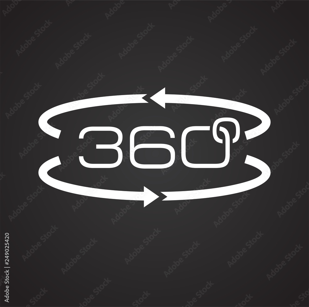 Poster virtual reality 360 icon on black background for graphic and web design, modern simple vector sign. 