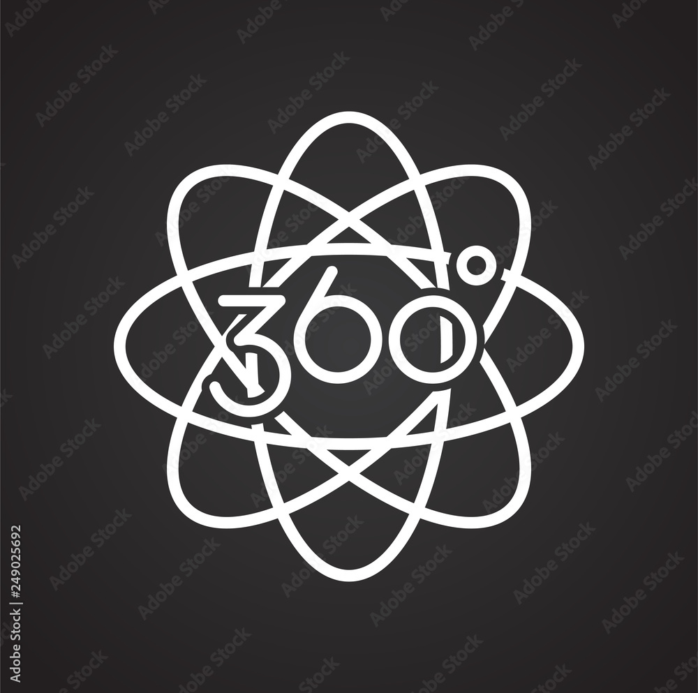 Poster virtual reality 360 icon on black background for graphic and web design, modern simple vector sign. 