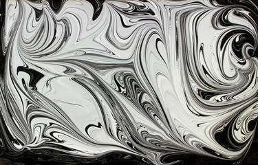 Marble ink pattern texture abstract background. black and white tone