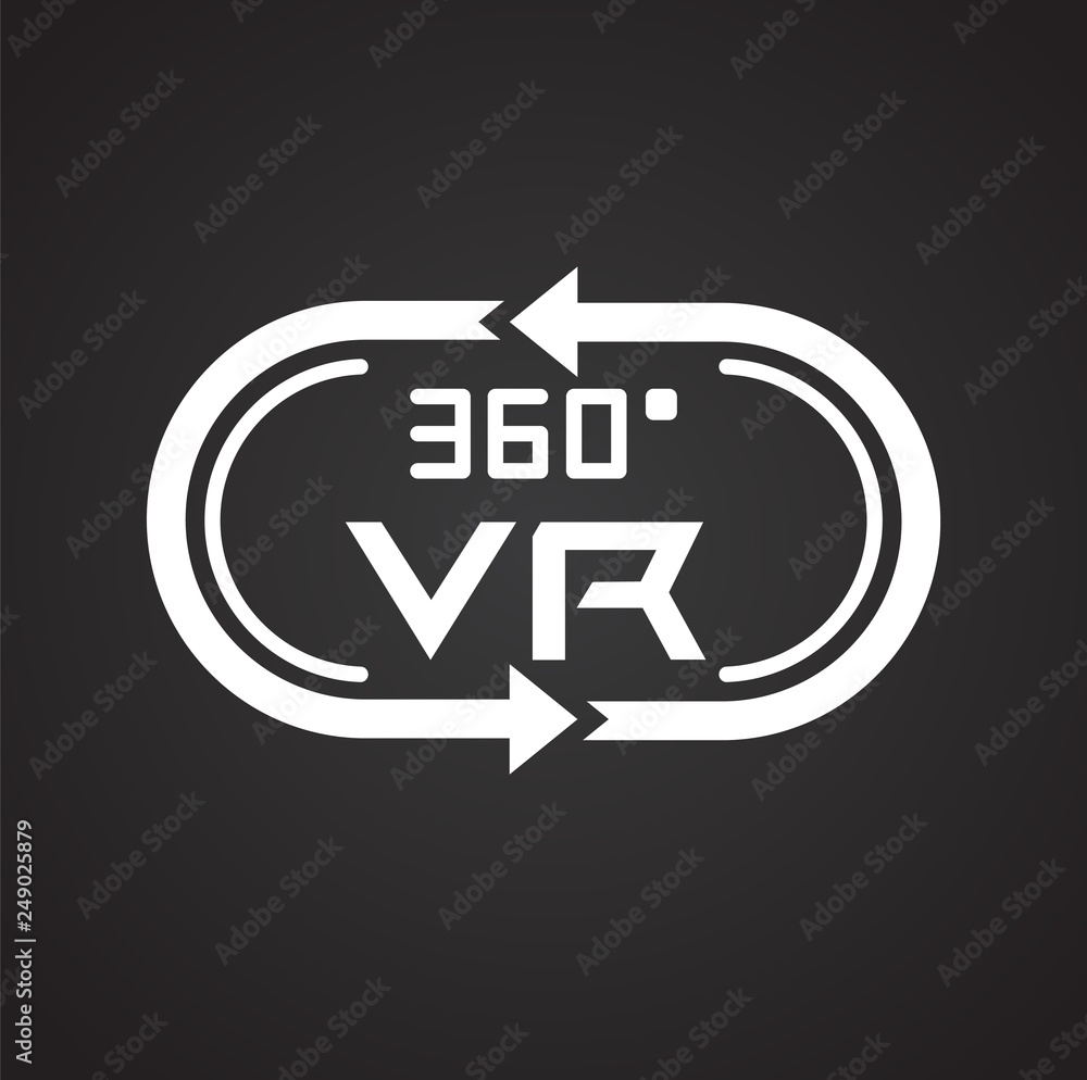 Poster virtual reality 360 icon on black background for graphic and web design, modern simple vector sign. 