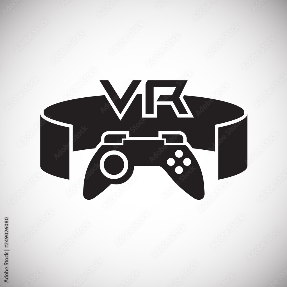 Poster virtual reality gaming icon on white background for graphic and web design, modern simple vector sig