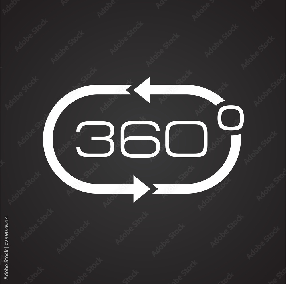 Poster virtual reality 360 icon on black background for graphic and web design, modern simple vector sign. 