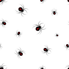 small spider black widow in chaotic order