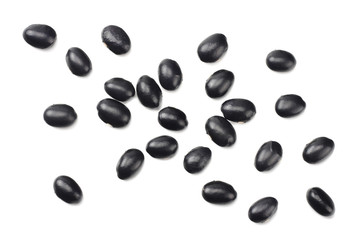 black kidney beans isolated on white background. top view