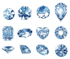  diamond and gemstone on clear background