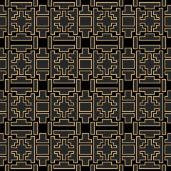 Art Deco bricks. Seamless pattern luxury style. Packaging or menu design. Vector. Golden tiles.