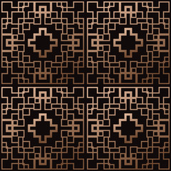 Art Deco panels. Seamless pattern luxury style. Packaging or menu design. Vector. Copper tiles.