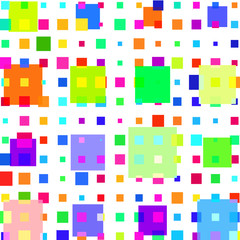  The bright colorful squares on a white background. 