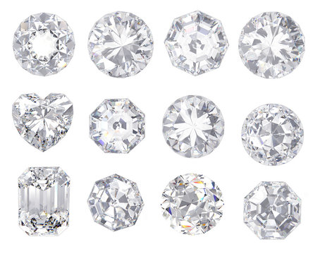  diamond and gemstone on clear background
