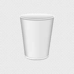 White Plastic Cup For Single Use - Vector Illustration - Isolated On Transparent Background