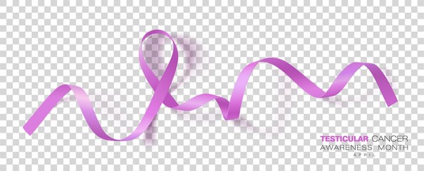 Testicular Cancer Awareness Month. Orchid Color Ribbon Isolated On Transparent Background. Vector Design Template For Poster.