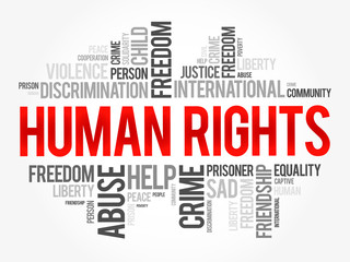 Human rights word cloud collage, social concept background