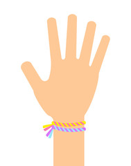 手首に巻いたミサンガ