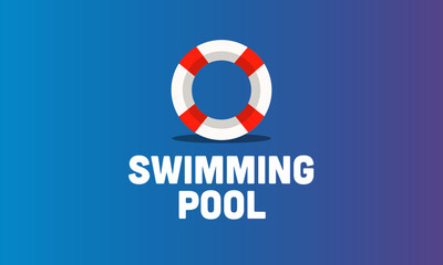 Swimming Pool Typography with Simple Lifebuoy Illustration
