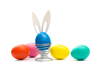 easter eggs with bunny ears  isolated