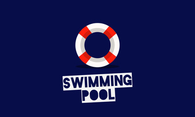 Swimming Pool Typography with Simple Lifebuoy Illustration