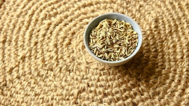 Fennel. Spices for cooking, slow motion.