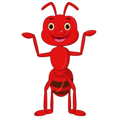 Cute ant cartoon waving