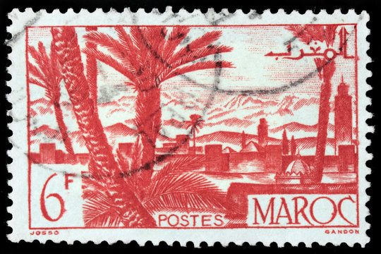 Marrakesh cityscape stamp