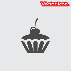 Cupcake icon isolated sign symbol and flat style for app, web and digital design. Vector illustration.
