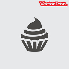Cupcake icon isolated sign symbol and flat style for app, web and digital design. Vector illustration.