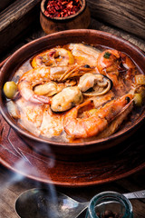 Bowl of fresh seafood soup
