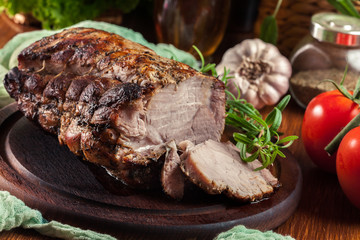 Roasted pork loin with herbs