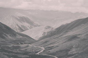 Closeup view mountains scenes in national park Dombai, Caucasus, Russia, Europe