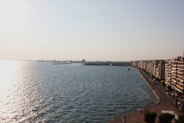 The seafront and the harbor in Thessaloniki Greece