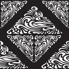 Abstract Pattern in Oriental Style. Elegant pattern of smooth elements. The idea of packaging, tiles, wallpaper, textiles. Handmade.