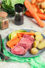 Corned beef and cabbage with potatoes and carrots