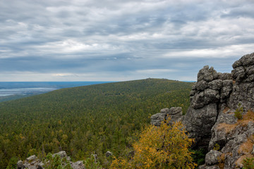 Closeup mountains scenes in national park Kachkanar, Russia, Europe