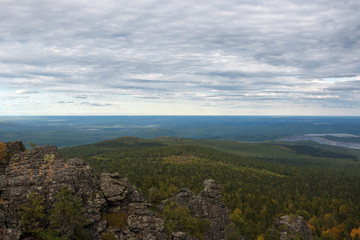 Fototapeta na wymiar Closeup mountains scenes in national park Kachkanar, Russia, Europe