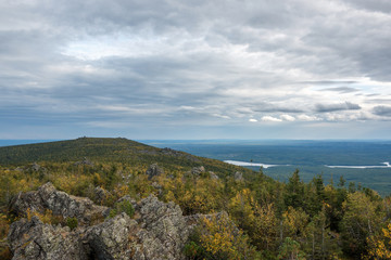 Fototapeta premium Closeup mountains scenes in national park Kachkanar, Russia, Europe