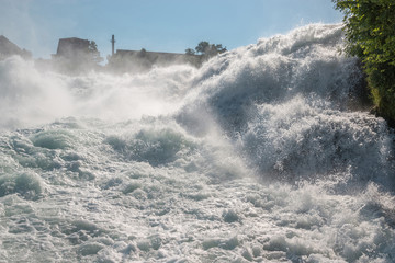 The Rhine Falls is the largest waterfall in Europe in Schaffhausen, Switzerland