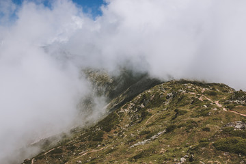 Mountains scenes, walk through the great Aletsch Glacier